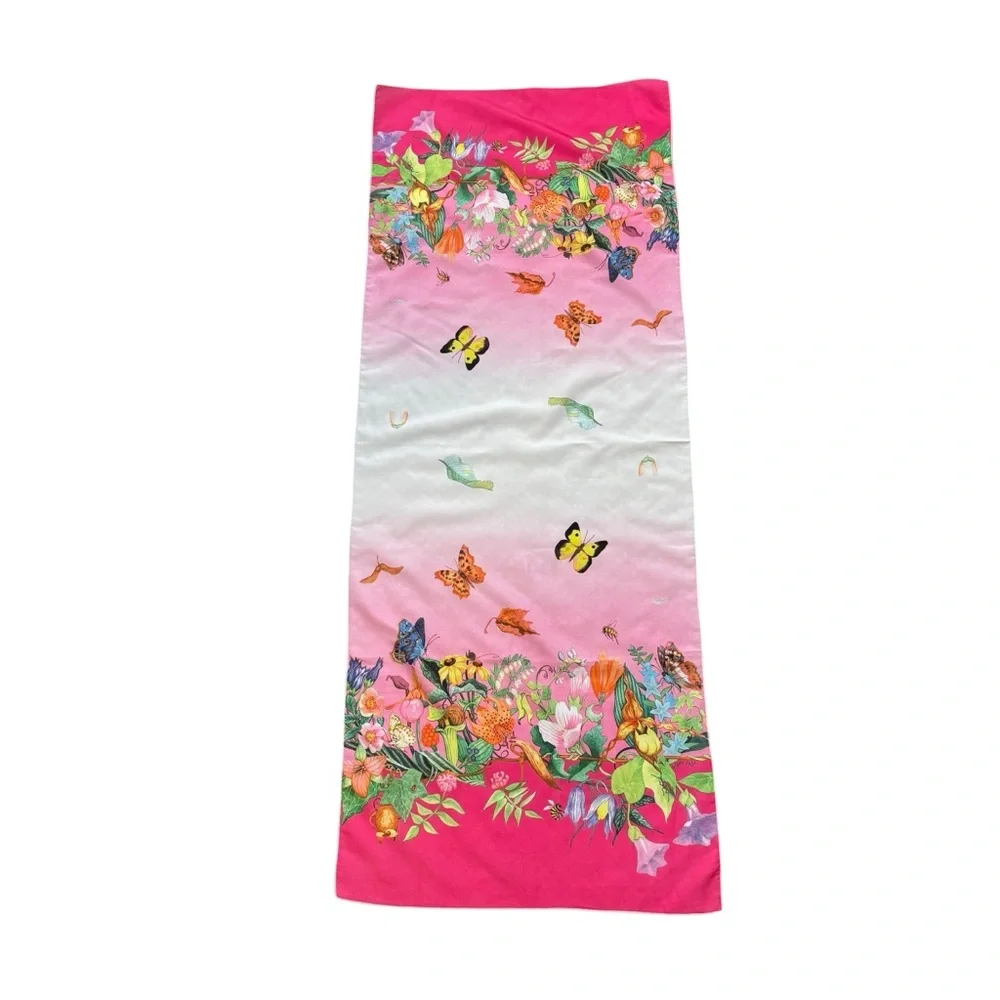 Vintage E. Goltz Rush‎ Floral Butterfly Scarf in Excellent Condition